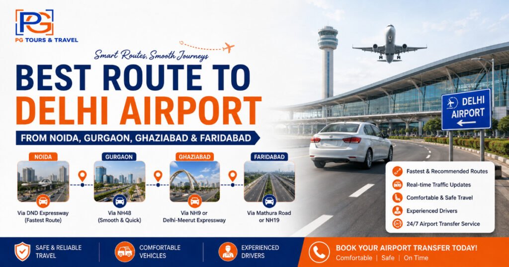 Best Route to Delhi Airport from Noida, Gurgaon, Ghaziabad & Faridabad